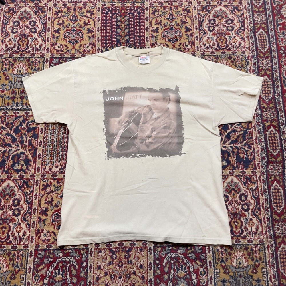 John‎ Hiatt Crossing Muddy Waters Graphic T Shirt Mens Large Beige Hanes Beefy
